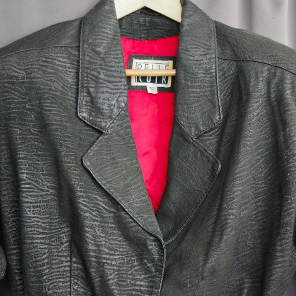 Ladies' Vintage Pelle Cuir Textured Leather Cropped Jacket Medium - Picture 14 of 14